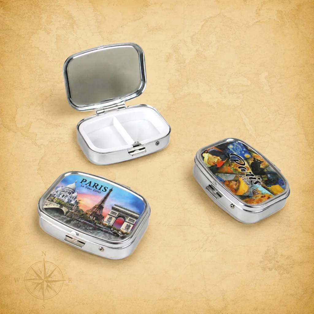 Custom Paris metal souvenir pill box manufacturer