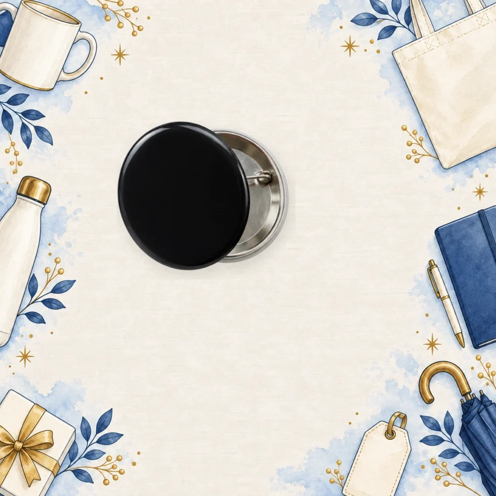 black promotional button badges for conferences