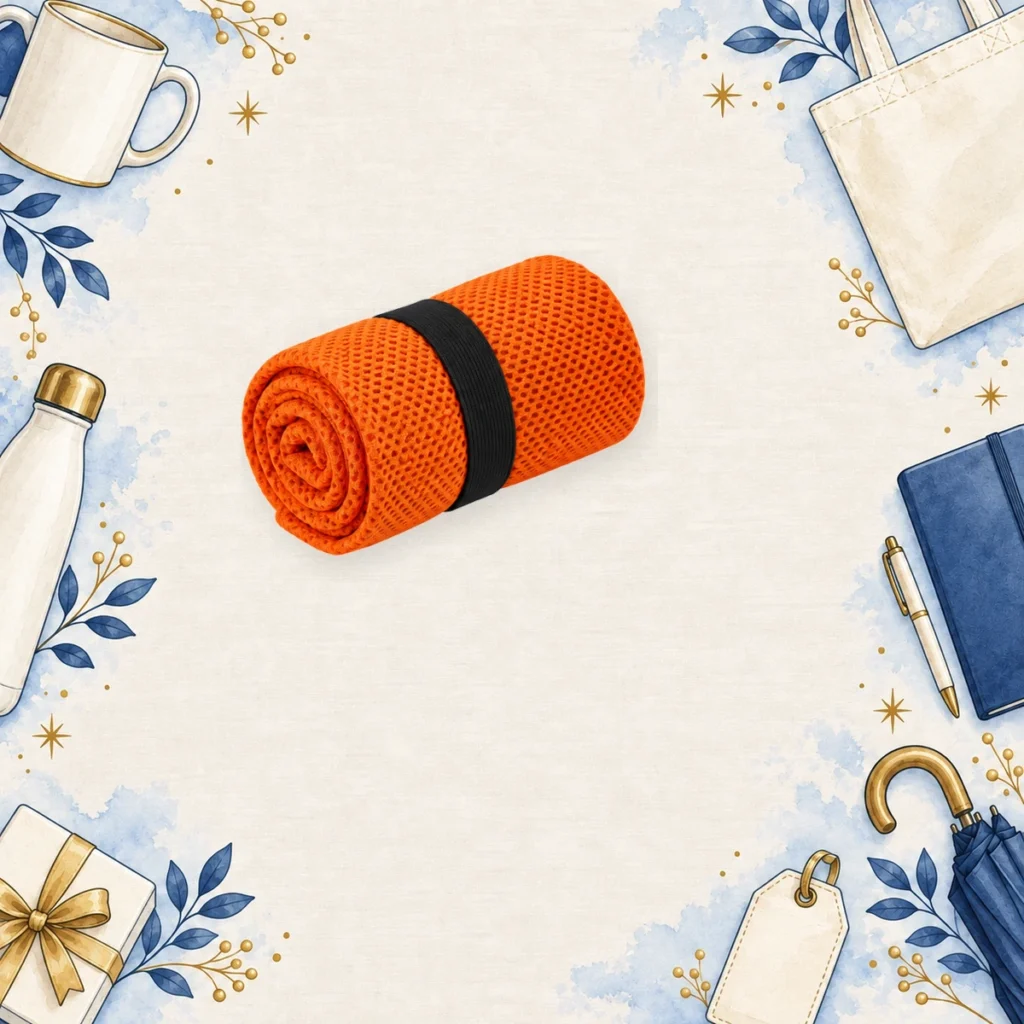 orange promotional cooling towels for outdoor events