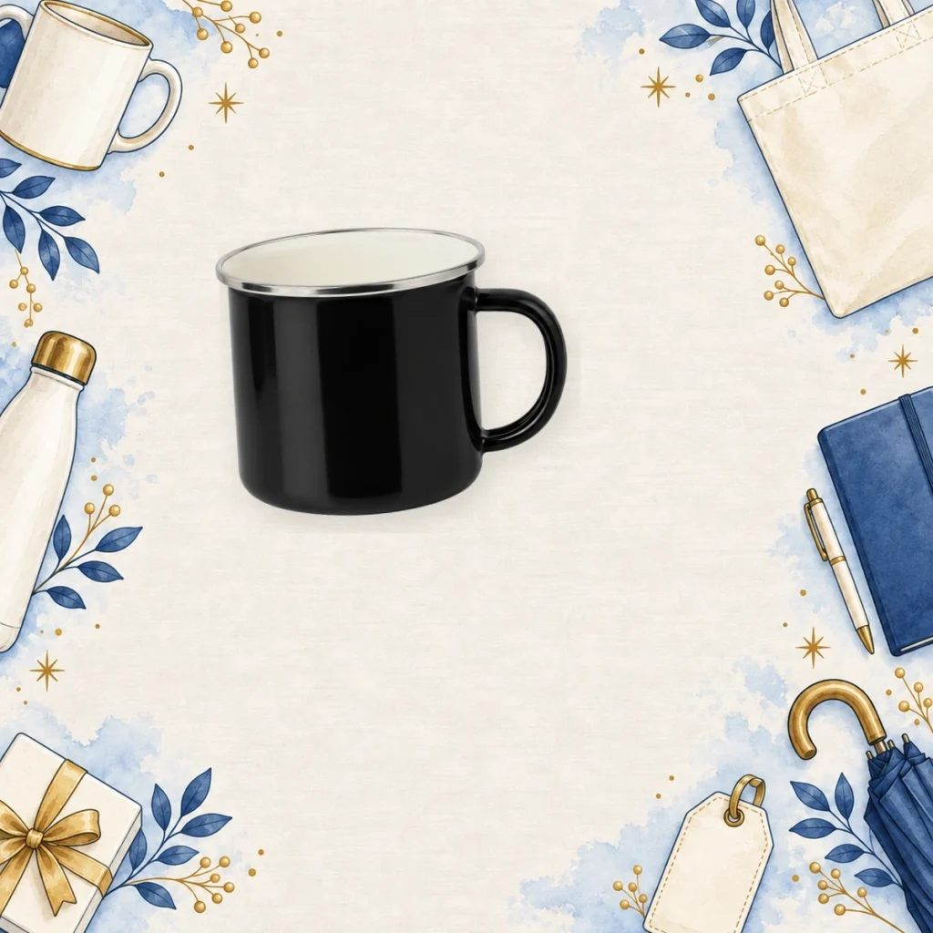 black promotional enamel mugs for hospitality