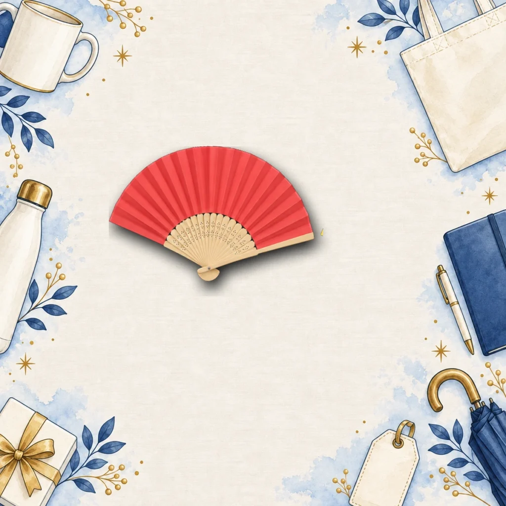 red custom promotional folding fans for hospitality