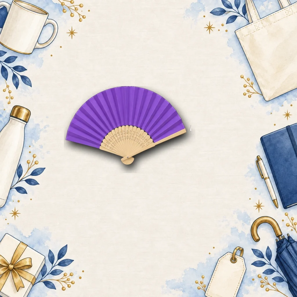 purple custom promotional folding fans for outdoor events