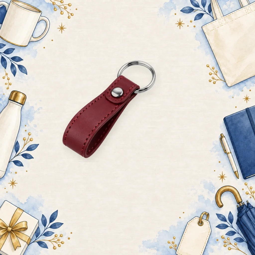 burgundy pu leather car keychains for property management