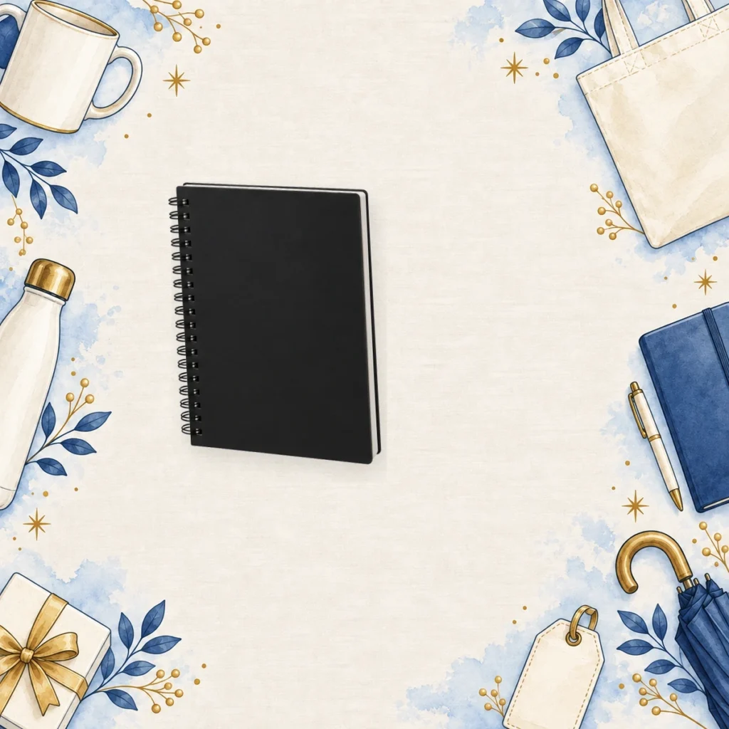 black spiral promotional notebooks for training