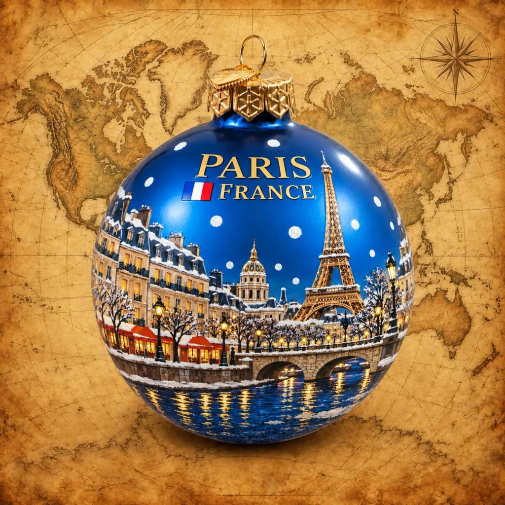 Paris glass souvenir Christmas bauble