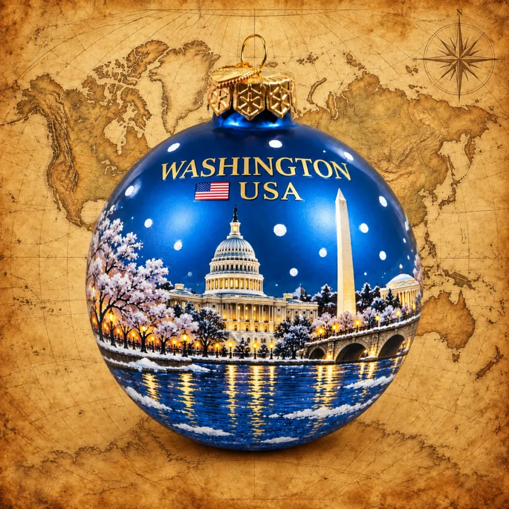 Washington USA glass souvenir Christmas bauble