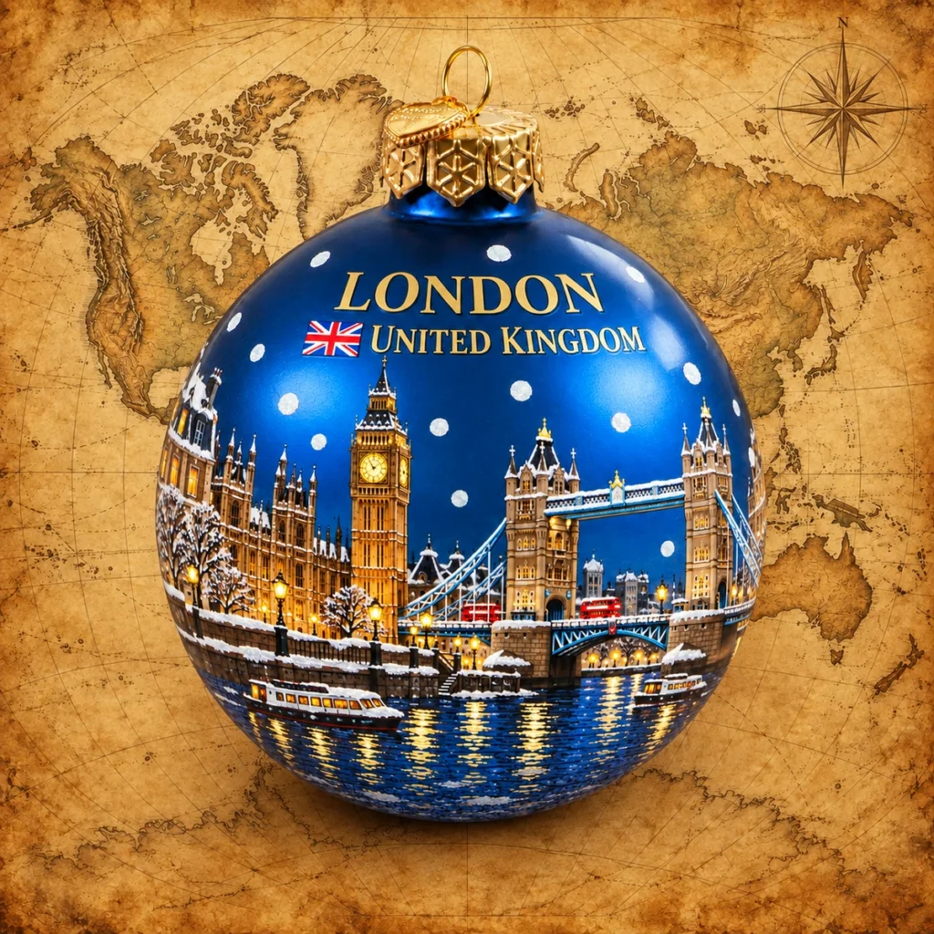 London glass souvenir Christmas bauble