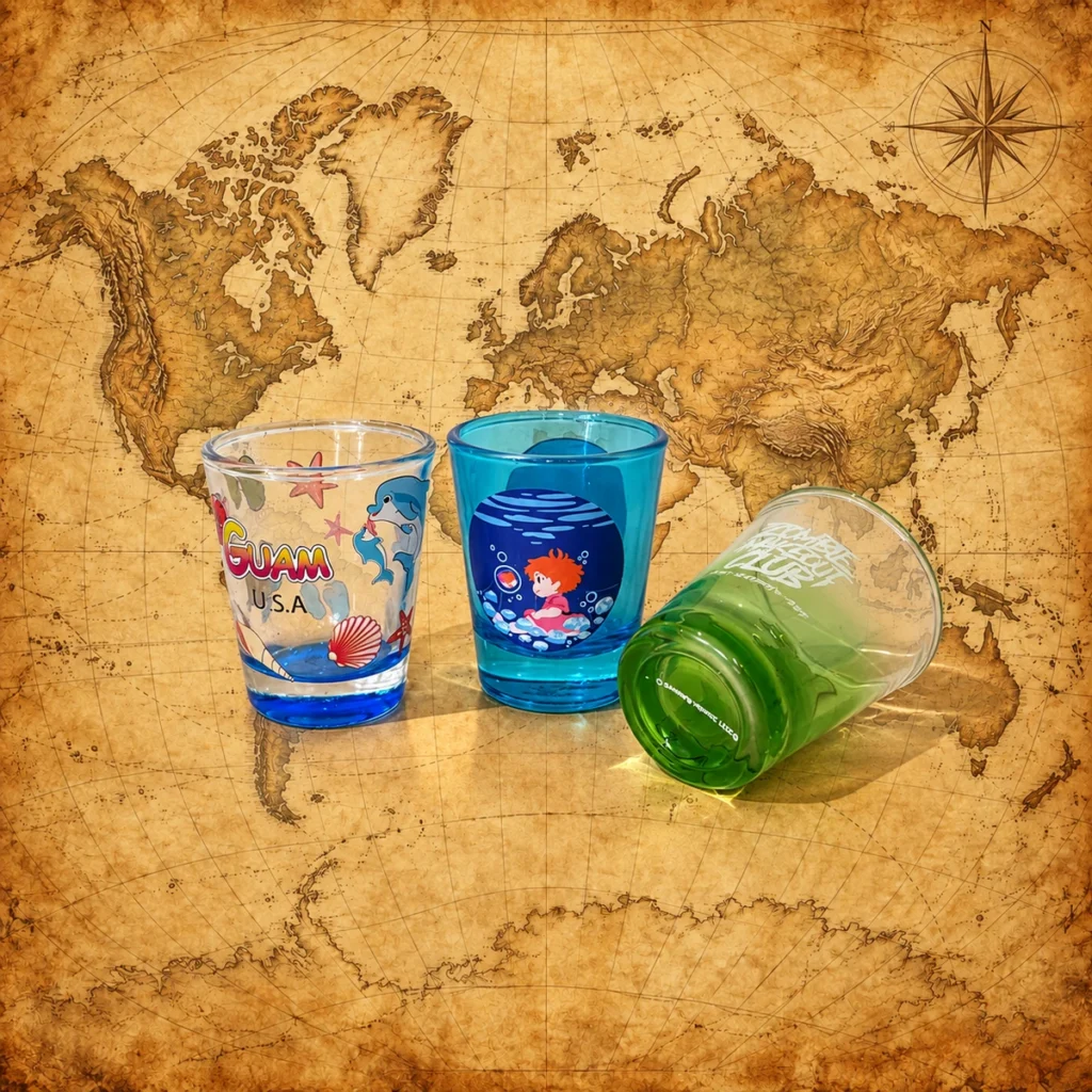 Colorful custom tourist souvenir shot glass set