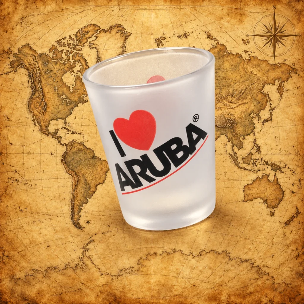 Frosted Aruba custom glass souvenir shot glass