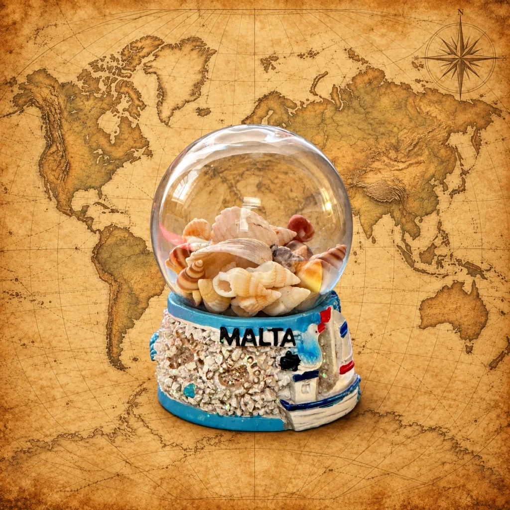 Malta seashell glass souvenir snow globe