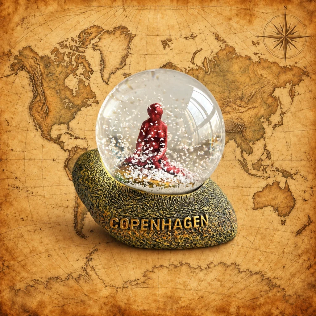 Copenhagen mermaid glass souvenir snow globe