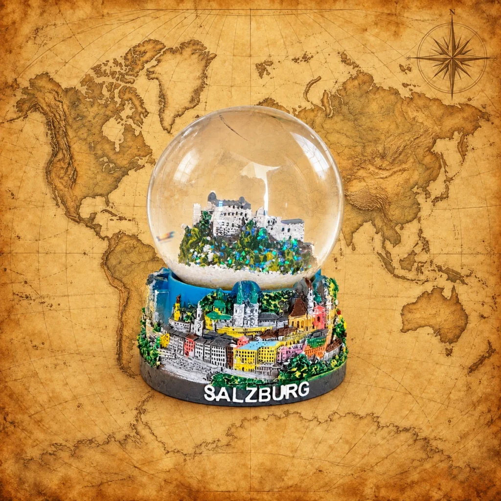 Salzburg city panorama glass souvenir snow globe