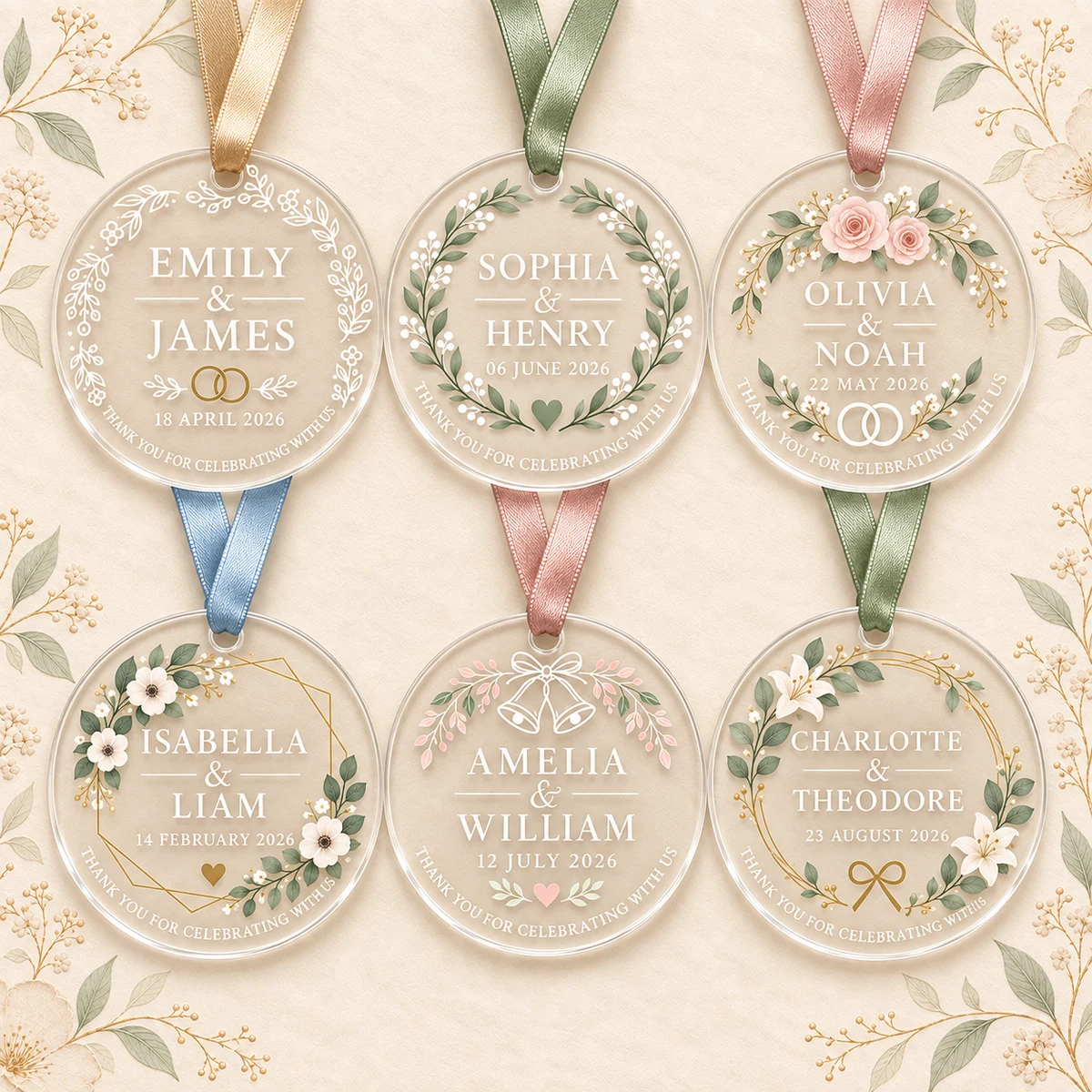 Personalized Acrylic Wedding Favor Ornament product collection