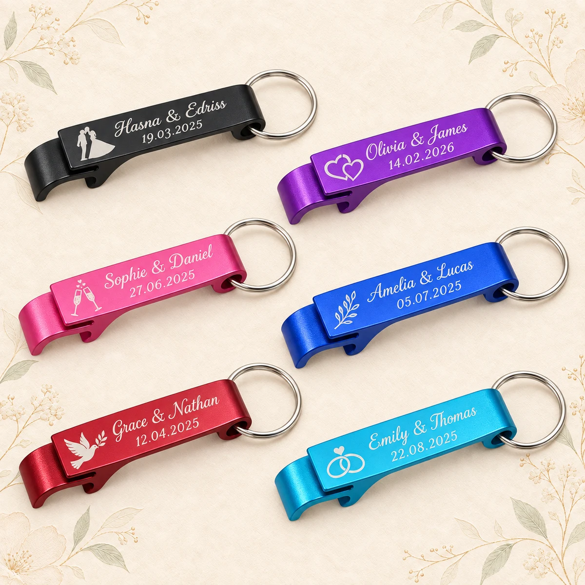 Personalized Aluminum Wedding Bottle Opener Keychain product collection