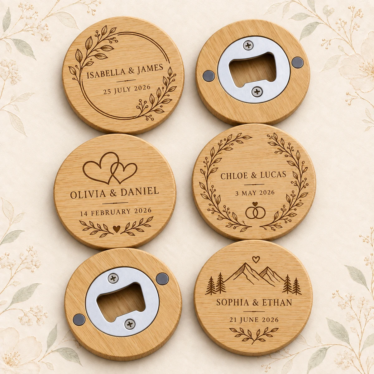 Personalized Bamboo Bottle Opener Magnet product collection