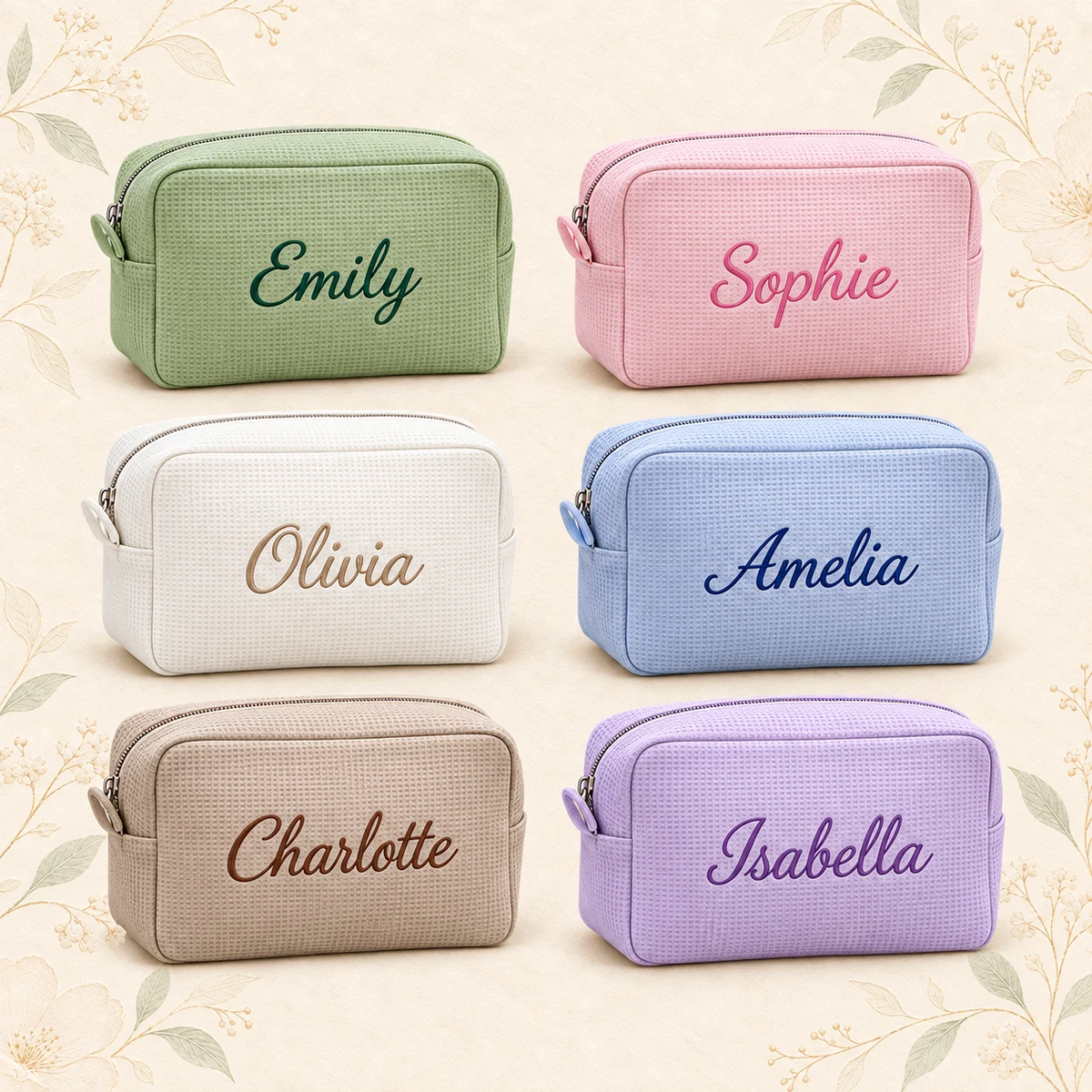 Personalized Bridesmaid Waffle Cosmetic Bag product collection