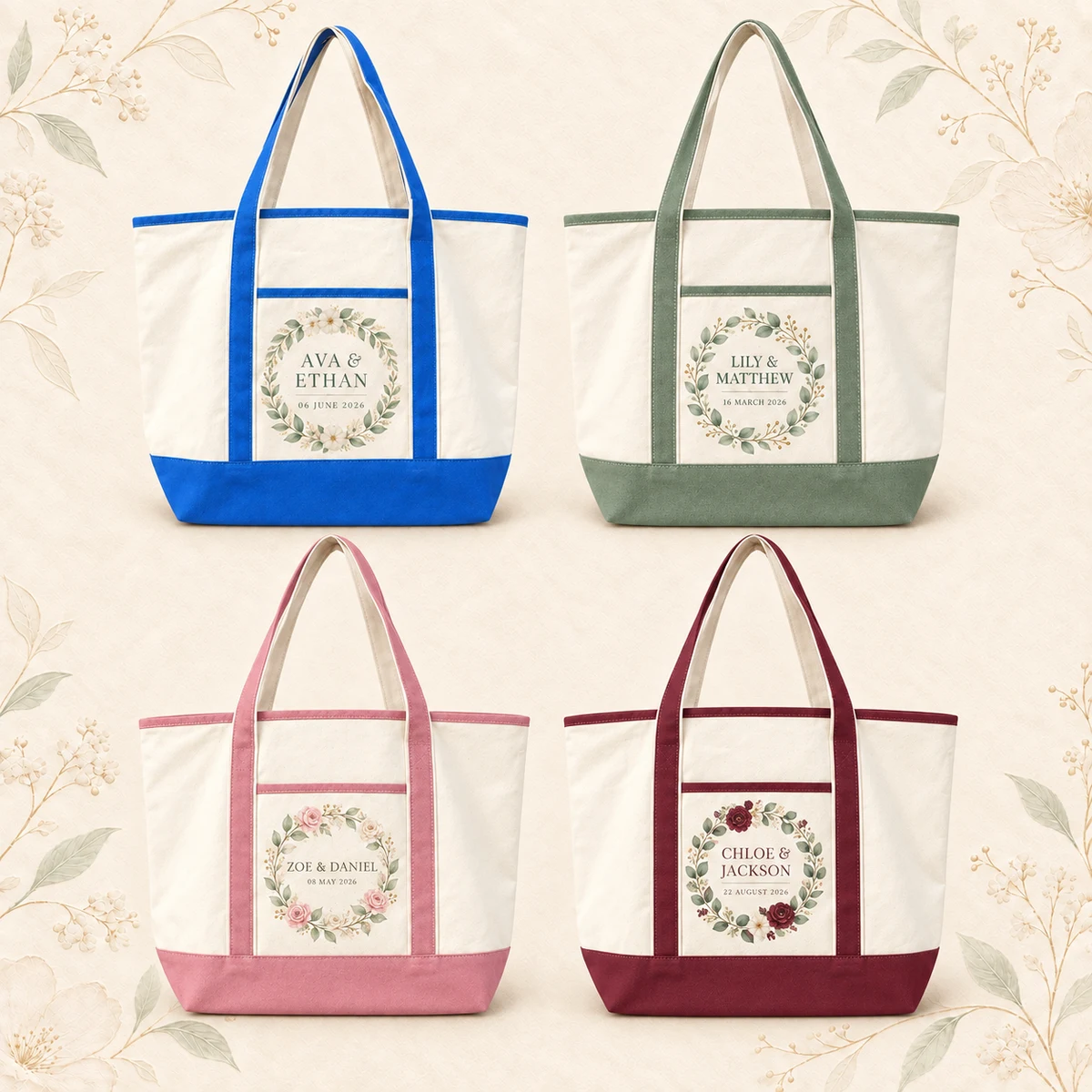 Personalized Canvas Wedding Tote Bag product collection