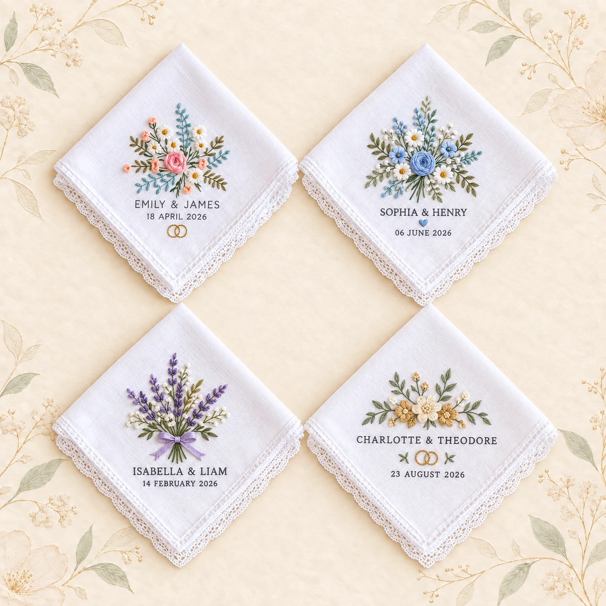 Personalized Embroidered Wedding Handkerchief product collection