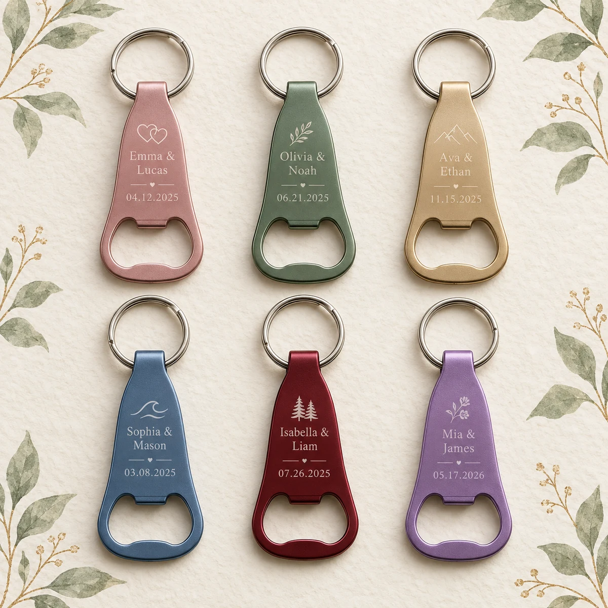 Personalized Engraved Wedding Bottle Opener Keychain product collection