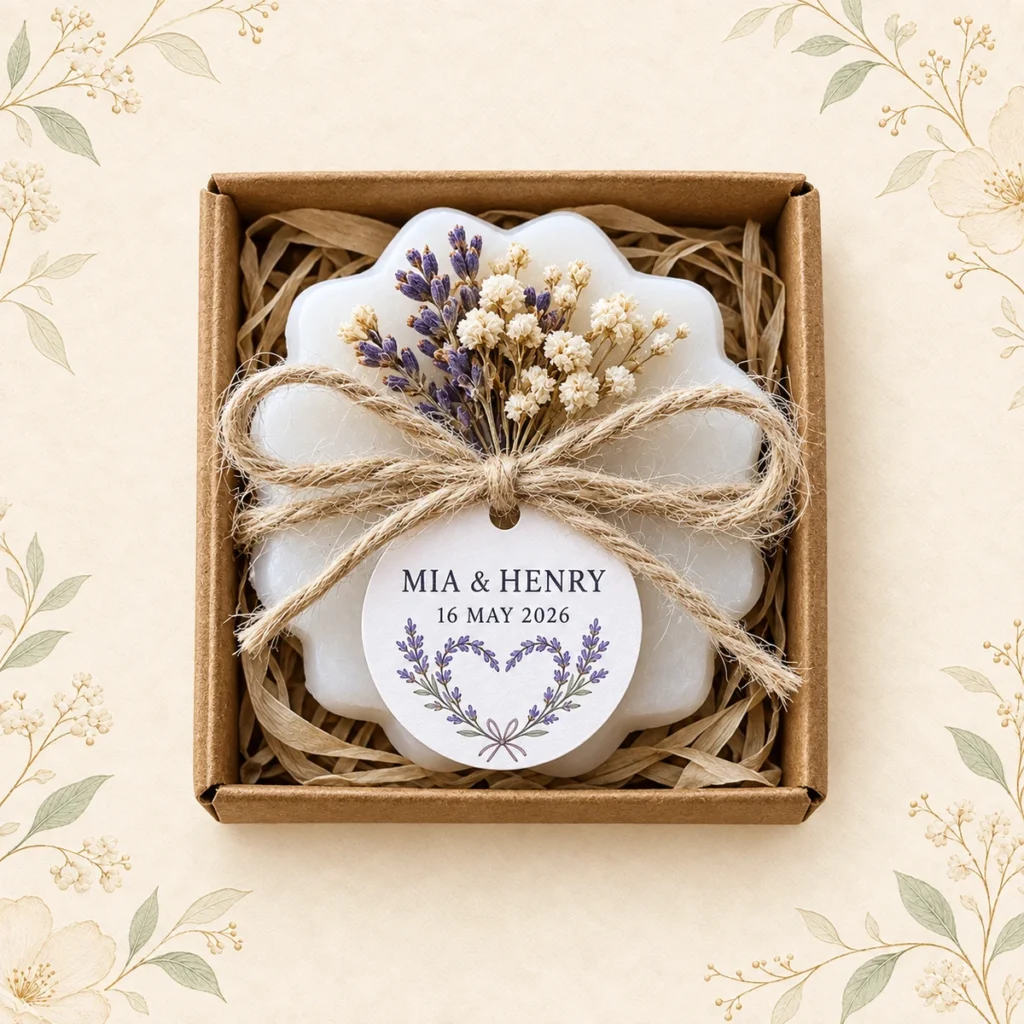 Lavender floral soap for Mia and Henry dated 16 May 2026