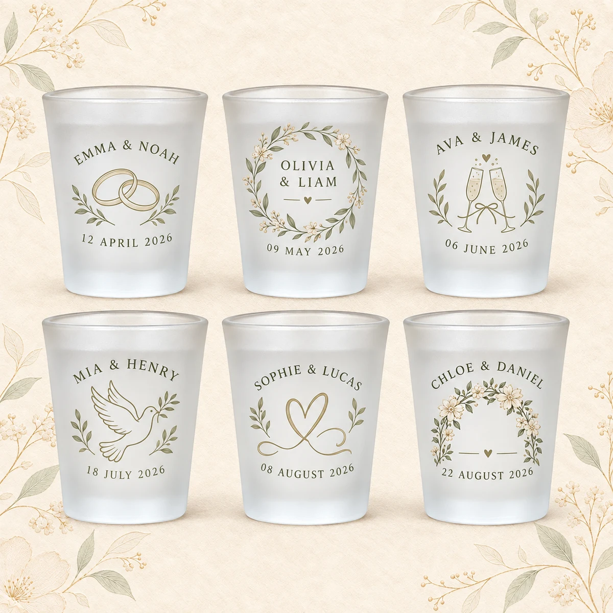 Personalized Frosted Wedding Shot Glass product collection