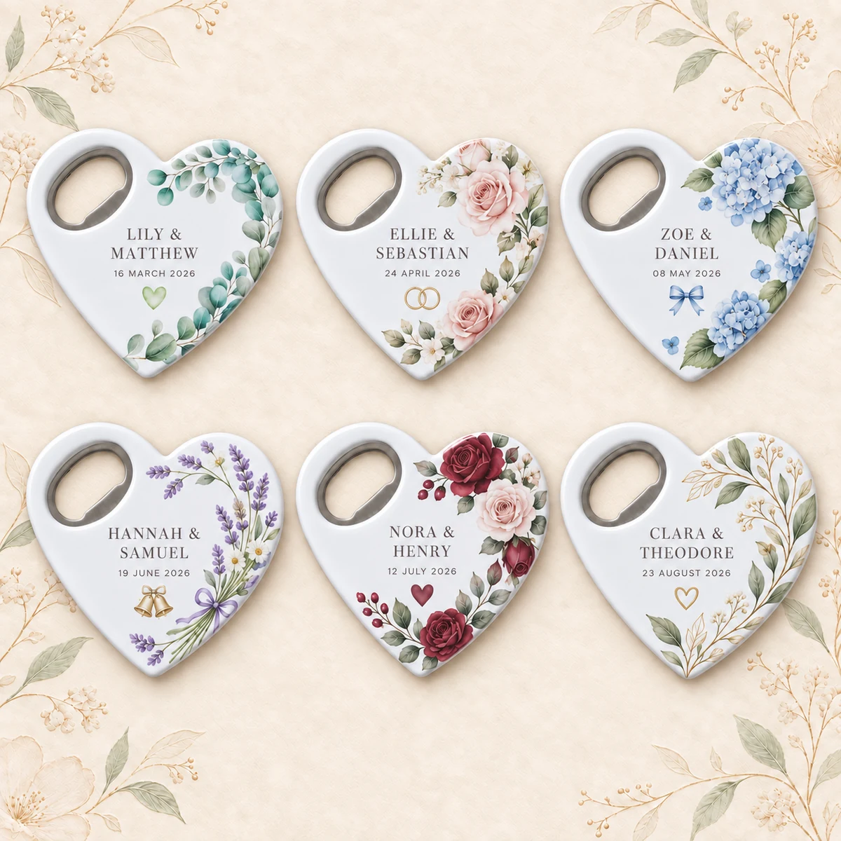 Personalized Heart Wedding Bottle Opener Magnet product collection
