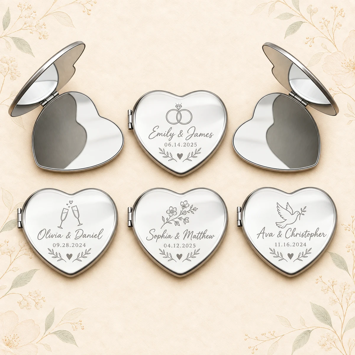 Personalized Heart Wedding Compact Mirror product collection
