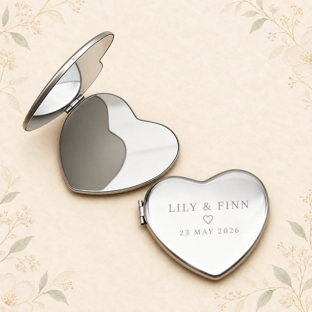 Heart compact mirror for Lily and Finn dated 23 May 2026