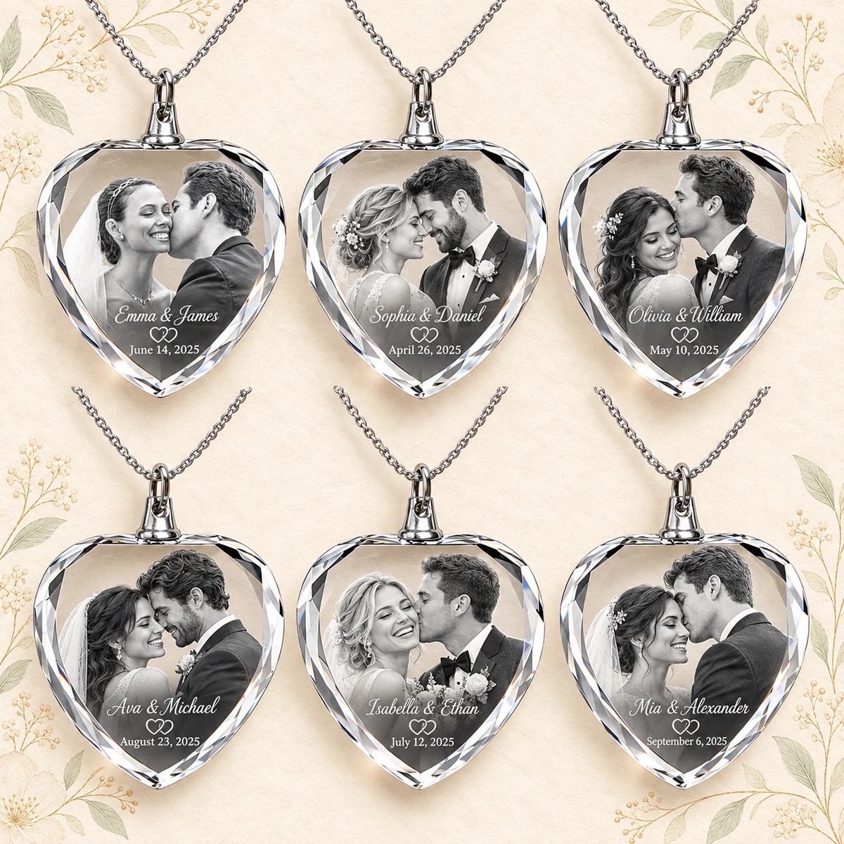 Personalized K9 Crystal Wedding Photo Necklace product collection