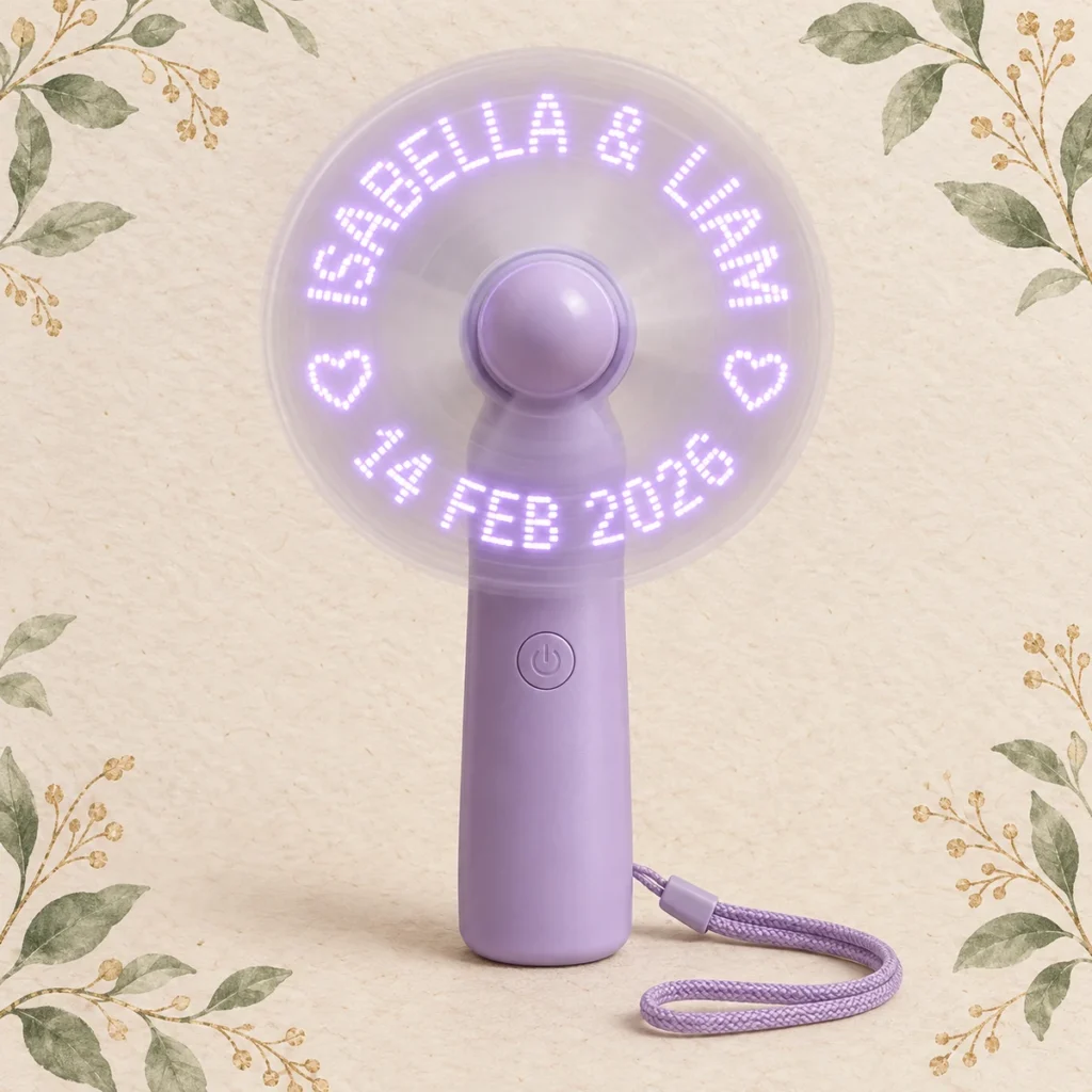 Lavender LED fan for Isabella and Liam dated 14 February 2026