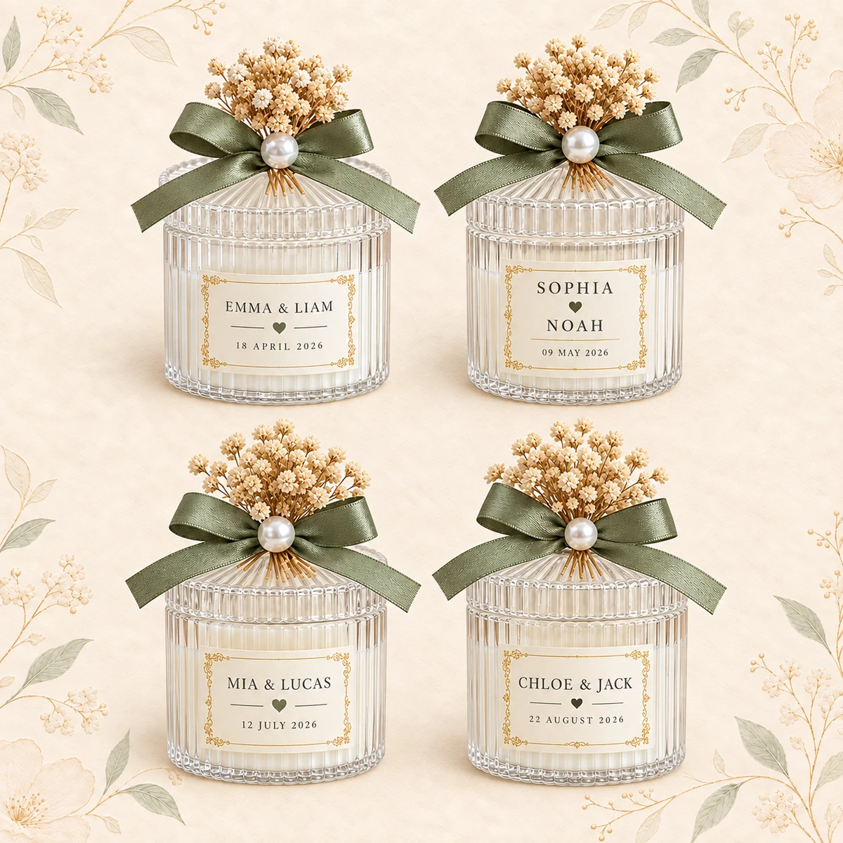 Personalized Sage Green Wedding Candle Favor product collection