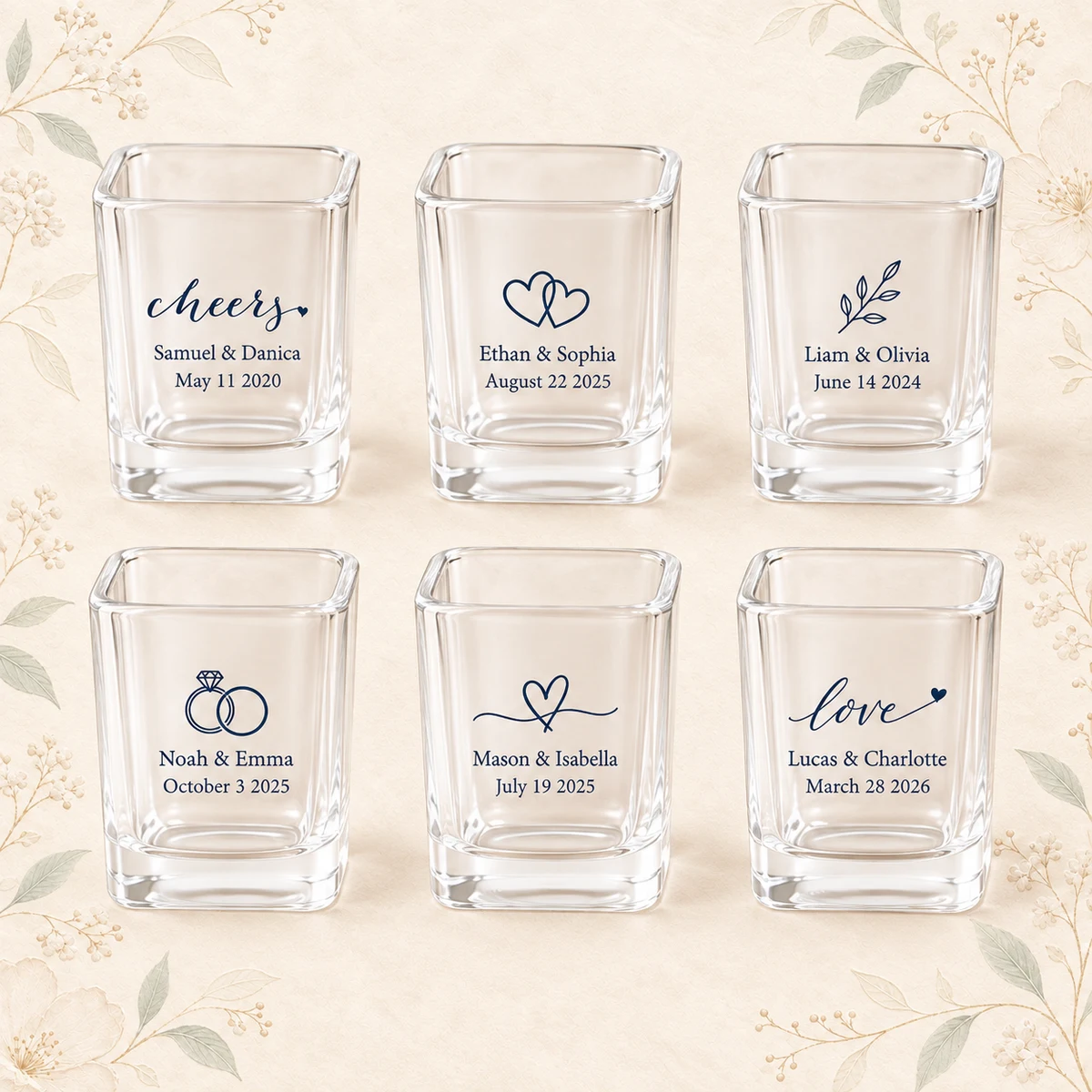 Personalized Square Wedding Shot Glass product collection