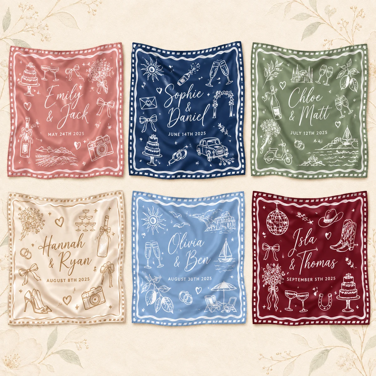 Personalized Wedding Bandana Scarf product collection
