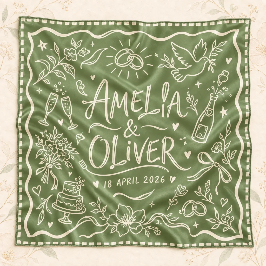 Sage scarf for Amelia and Oliver dated 18 April 2026