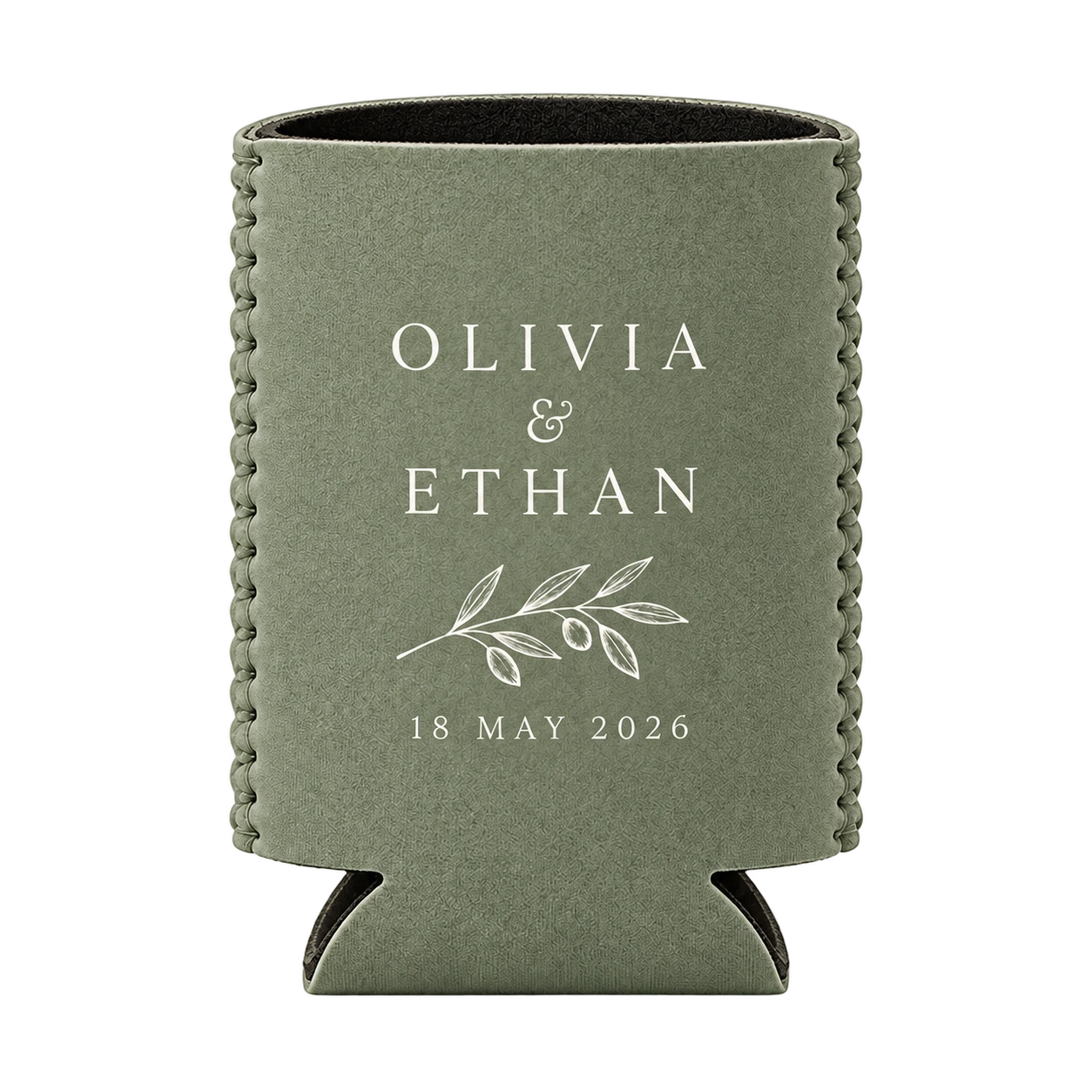 Sage personalized wedding can cooler for Olivia and Ethan