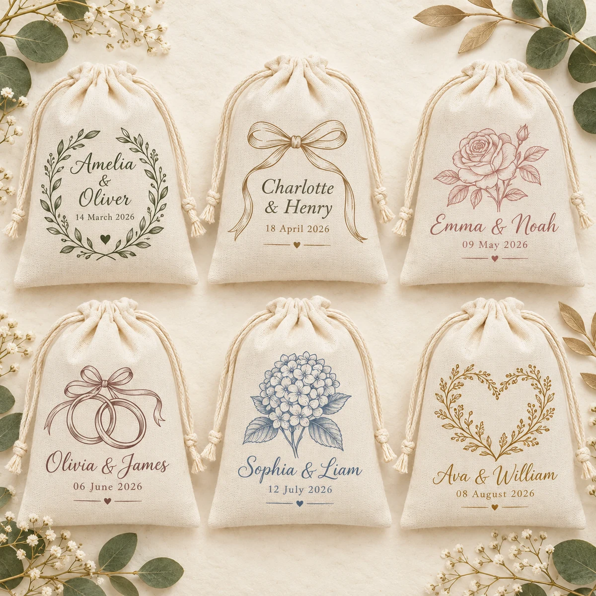 Personalized Wedding Favor Drawstring Bag product collection