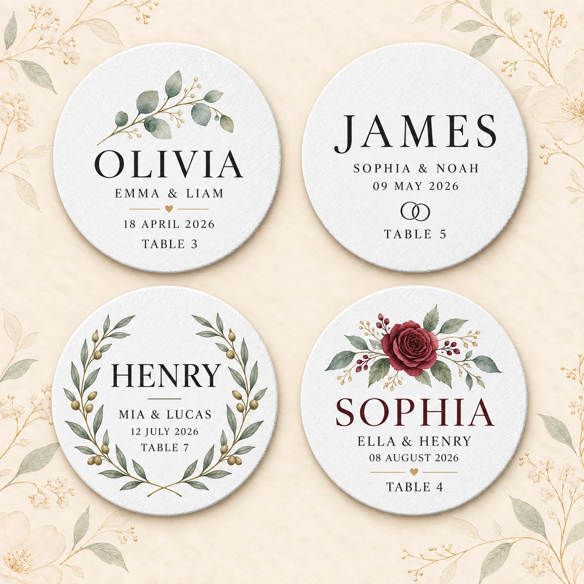 Personalized Wedding Place Card Coaster product collection