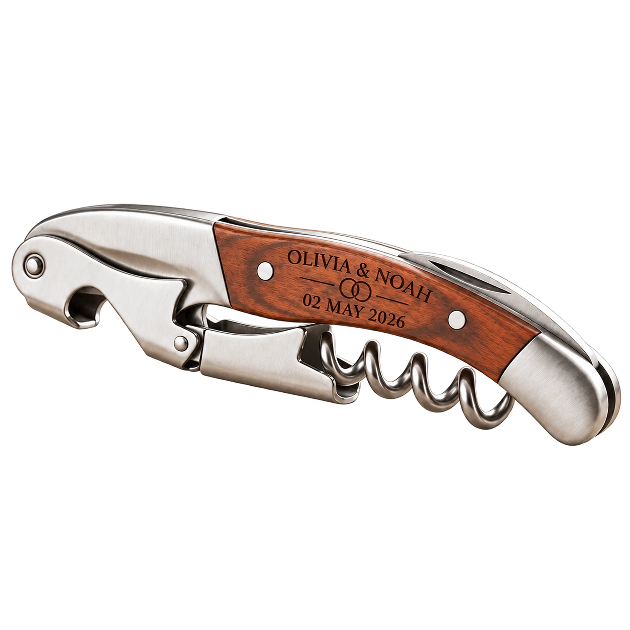 Wine opener for Olivia and Noah dated 2 May 2026