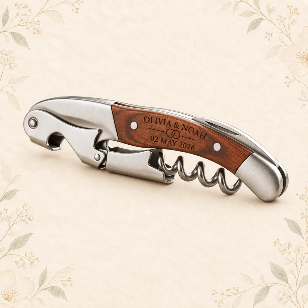 Wine opener for Olivia and Noah dated 2 May 2026