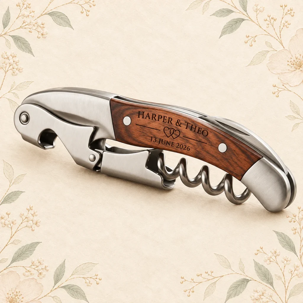 Wine opener for Harper and Theo dated 13 June 2026