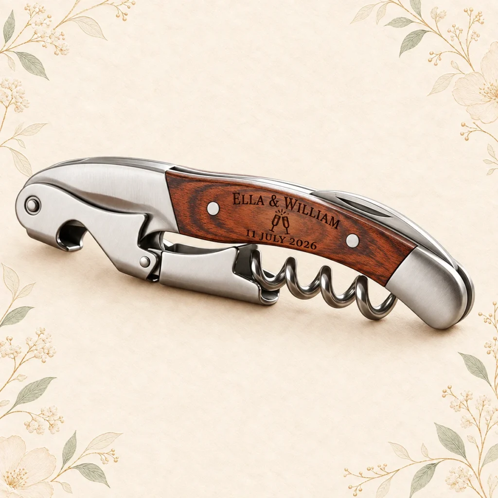 Wine opener for Ella and William dated 11 July 2026