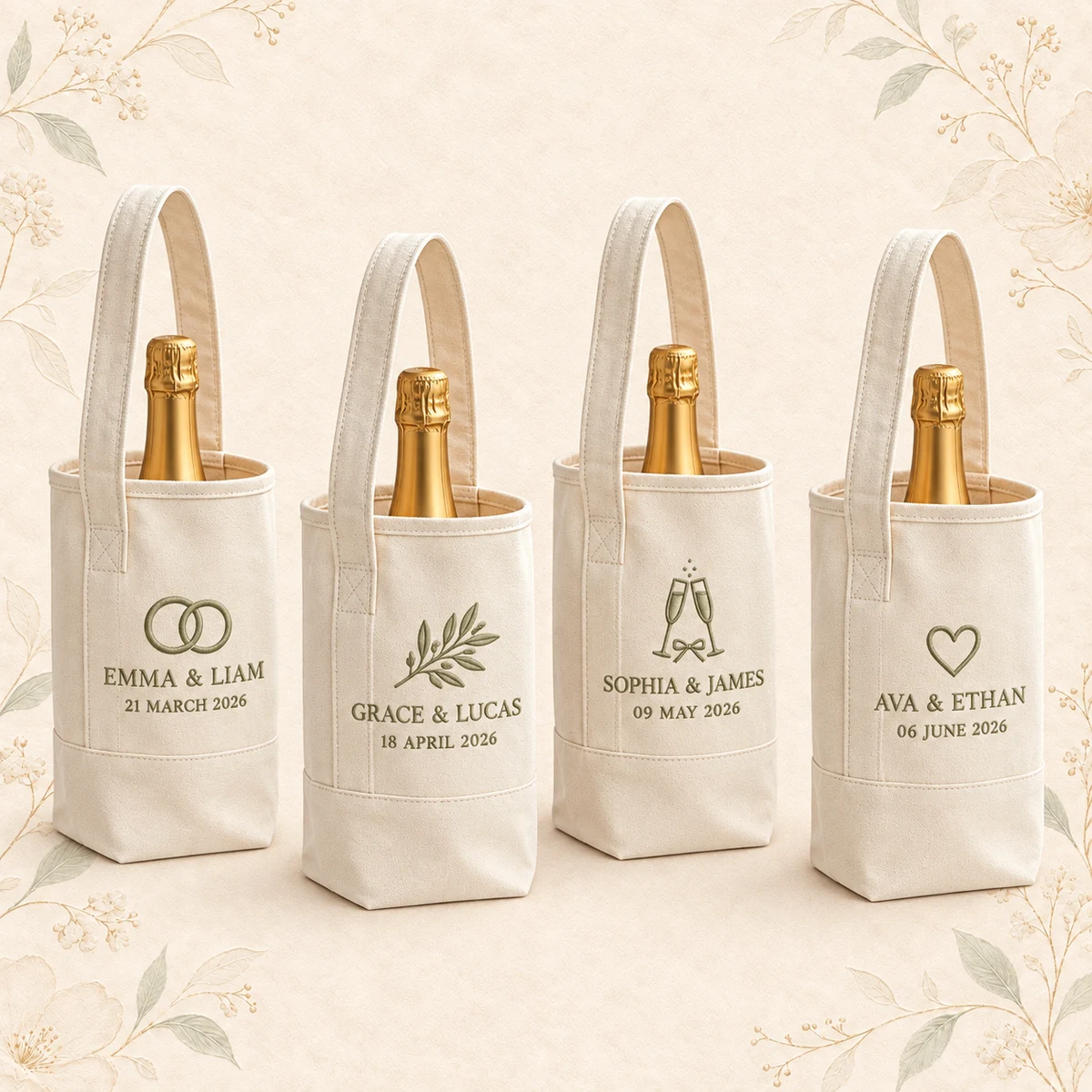 Personalized Wedding Wine Tote Bag product collection