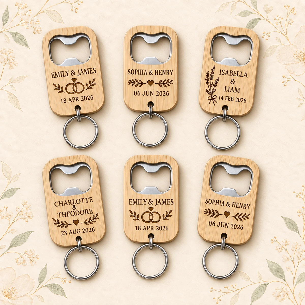 Personalized Wooden Bottle Opener Keychain product collection