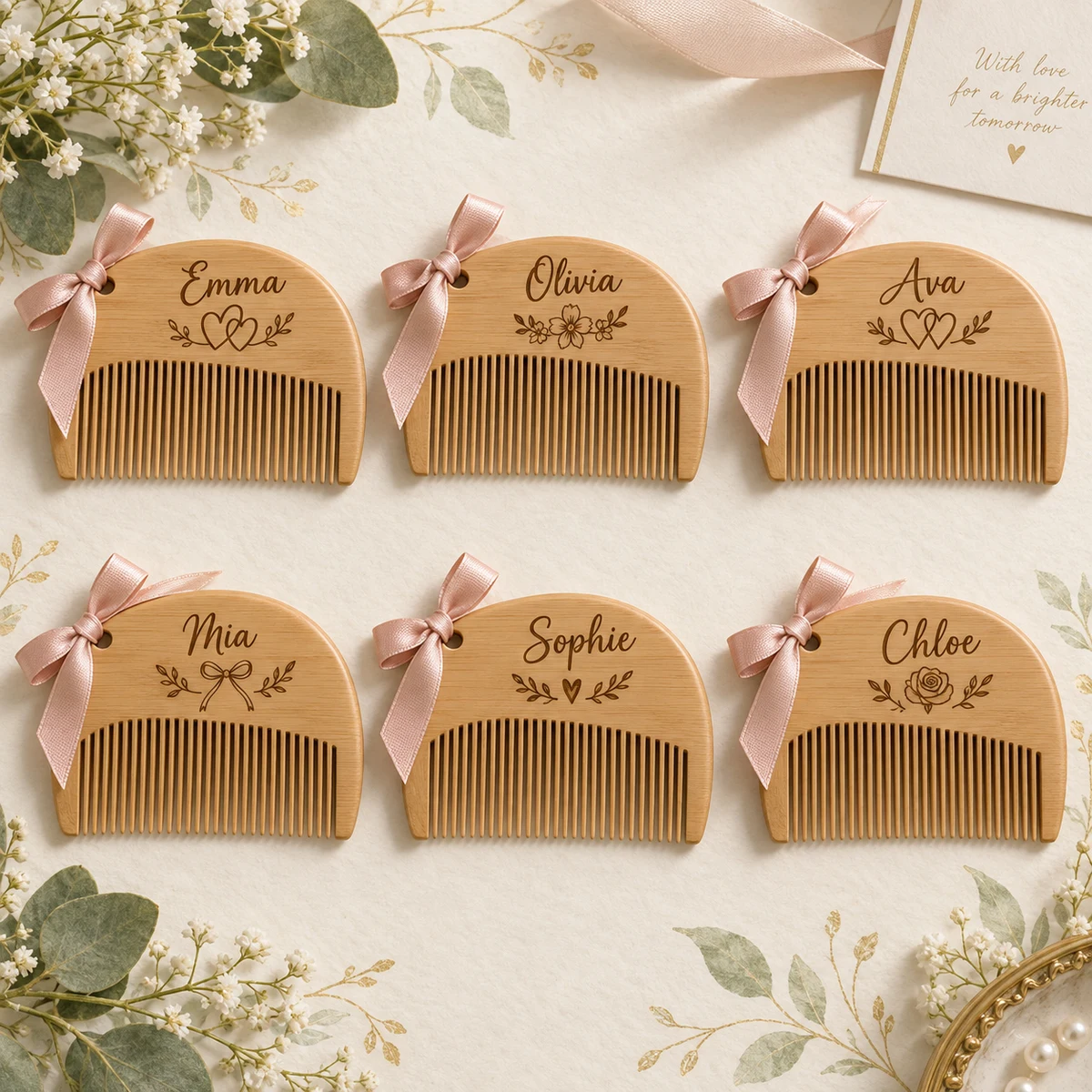 Personalized Wooden Comb Wedding Favor product collection
