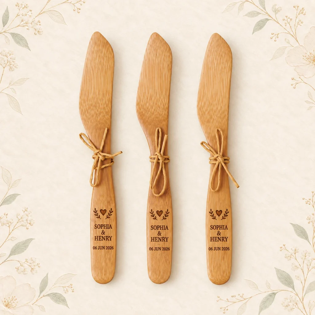 Personalized bamboo spreaders for Sophia and Henry dated 6 June 2026