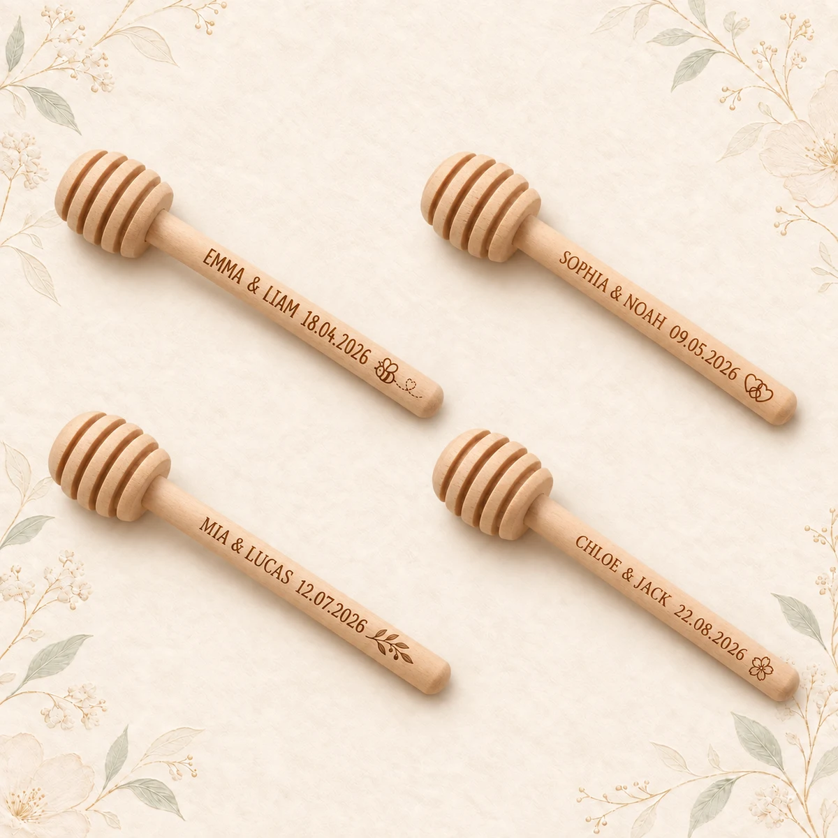 Personalized Wooden Wedding Honey Dipper product collection