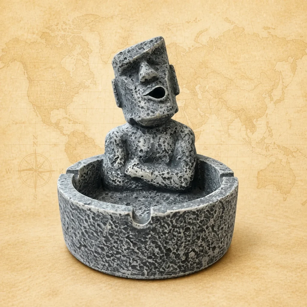 Custom Chile Moai polyresin ashtray from a souvenir manufacturer