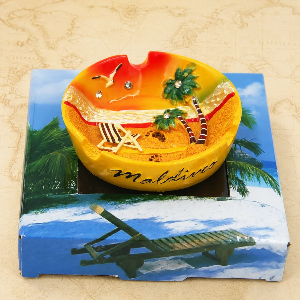 Bespoke Maldives beach polyresin ashtray