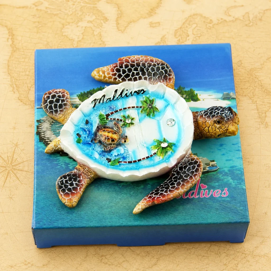 Custom Maldives turtle polyresin ashtray souvenir