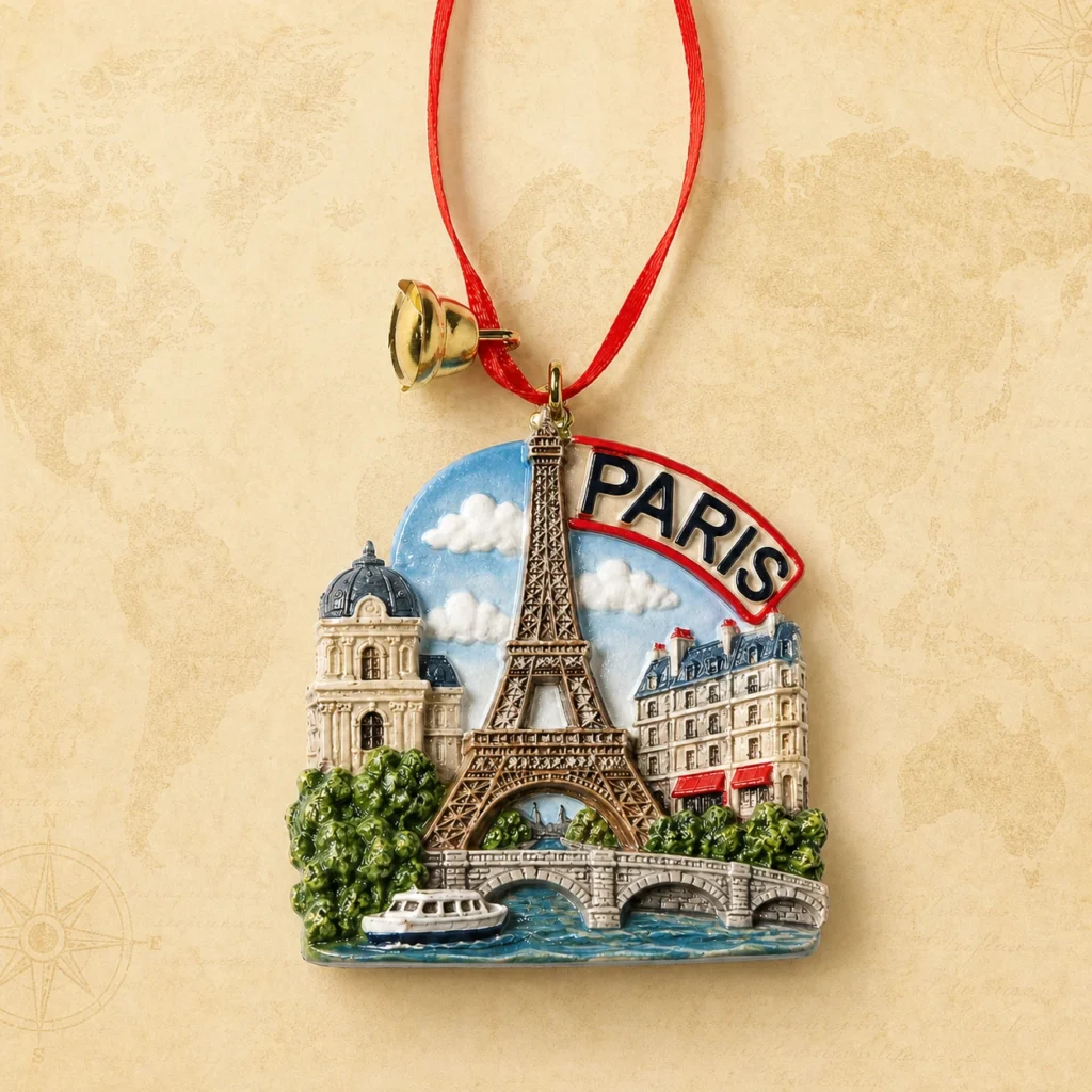Bespoke Paris Eiffel Tower polyresin Christmas ornament